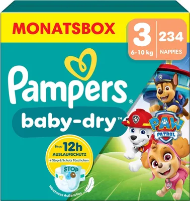 Produktbild von Pampers Baby-Dry Paw Patrol Edition Größe 3 6-10kg 234 Windeln Bis zu 100% Auslaufsicher
