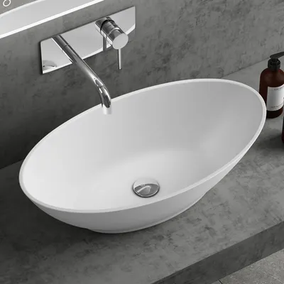 Image de doporro Lavabo vasque à poser blanc mat 62cm lave main Colossum807 62,5x34,5x17,5cm