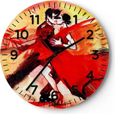 Produktbild von Wanduhr - Rund - Glasuhr - tanzen sie - 30x30cm - Schleichendes Uhrwerk - Lautlos - zum Aufhängen bereit - Dekoration Modern - Wanddekoration aus Glas - C4AR30x30-3731