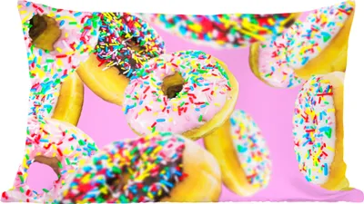 Produktbild von MuchoWow® Zierkissen Sofakissen Wohnzimmer Dekokissen 60x40 cm Schwimmende Donuts - Kopfkissen - Polster mit Foto