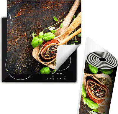 Image de Plaque de recouvrement pour cuisinière 60x52 cm Couverture de plaque vitrocéramique Tapis antidérapant Enroulable, Épices multicolores