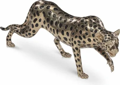 Produktbild von Casa Padrino Luxus Deko Bronze Skulptur Gepard Gold / Schwarz 148 cm - Bronze Figur