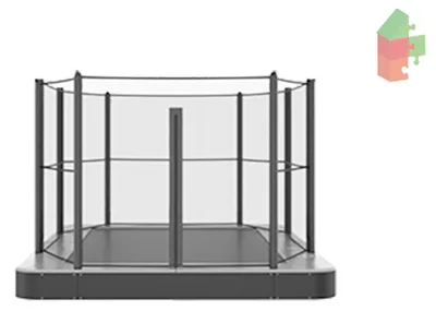 Productafbeelding van Trampoline AKROBAT ORBIT FLAT 305x183 (10x6ft) Antraciet inclusief veiligheidsnet