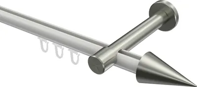 Produktbild von Interdeco Innenlaufstange / Gardinenstange mit Innenlauf Weiß / Edelstahl-Optik, Typ Prestige Savio (Kegel), 20 mm Ø 1-läufig, 520 cm