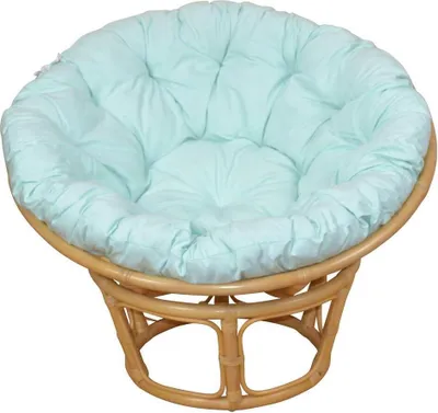 Produktbild von Papasansessel - Rattansessel  ø 100 cm beige gebeizt, mit Auflage pastellmint