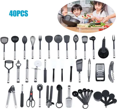Produktbild von 40 tlg Küchenhelfer Edelstahl Küchenutensilien Kochbesteck-Set BBQ Kochzubehör Pfannenwender Kochlöffel