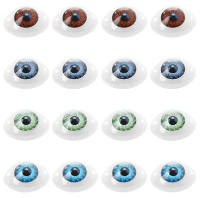 16 ovale Pop-Augen, mehrfarbig, Kunststoff, DIY-Puppen