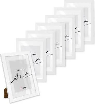 Produktbild von 🖼️KNOR®️ Bilderrahmen 15X21cm WEIß, 7er Set Posterrahmen, Bilderrahmen, Fotorahmen, bruchsicheres Acrylglas, Picture Frame 15X21, zum Aufhängen & Aufstellen 🎨Isabella Kollektion