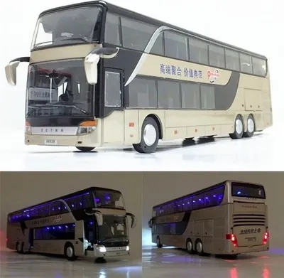 Obrázok produktu pre Zliatinový autobus Pull Back Modell High Imitation Double Sightseeing Bus, zlatý