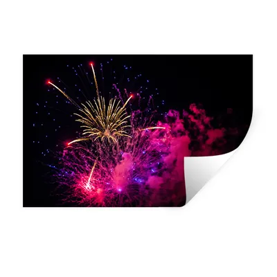 Obrázok produktu pre MuchoWow® Nálepka na stenu - Ohňostroj vystrelí na oblohu - 90x60cm - Samolepiaca a polohovateľná
