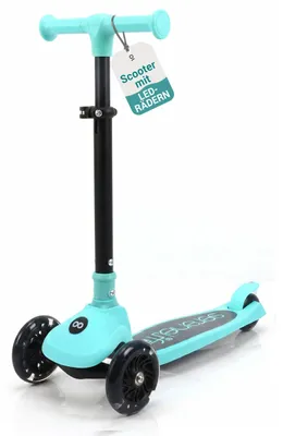 Produktbild von SereneLife Kinderroller ab 3 Jahre in Türkis – LED Tretroller faltbar höhenverst