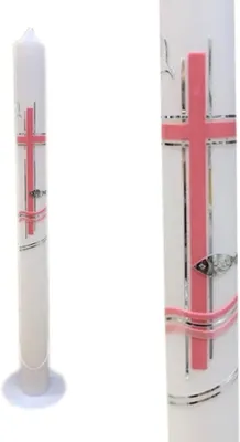 Produktbild von Kerze Kommunionkerze Taufkerze Set inkl. Kerzenhalter 35/400 für Mädchen C108RS