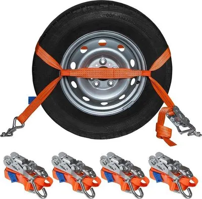 Produktbild von Famanu Ratschenspanngurte Set von 4 - 29 m - 2000 daN - 50 mm - Autowielverschluss DIN EN 12195-2