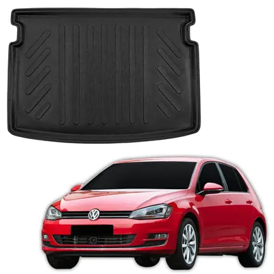 Image de Tapis De Coffre Sur Mesure Pour Volkswagen Golf 7 2012-2019 Hatchback, Noir, Antidérapant, Bord Haut, Toutes Saisons