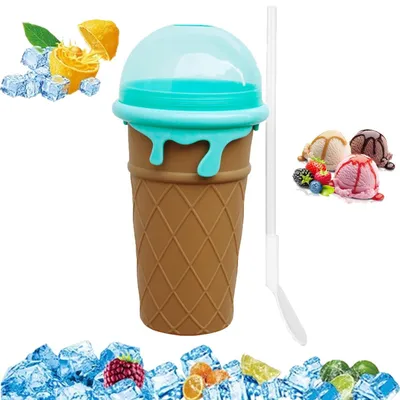 Image de SolidKeus - Gobelet pour préparations glacées de 500 ml, avec paille et cuillère