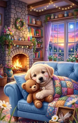 Imagen del producto de Dämmerung, pintura con diamantes para adultos, cuadro 5D con diamantes, diseño de perro en el sofá, ideal para principiantes, 95x115 cm, pintura con diamantes cuadrados de cobertura total, decoración perfecta para el salón