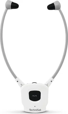 A pair of wireless stereo headphones with a neckband and a central control unit, shown against a white background.
