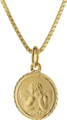 trendor 75214 Kinder Schutzengel Anhänger Gold 585 mit goldplattierter Kette 1