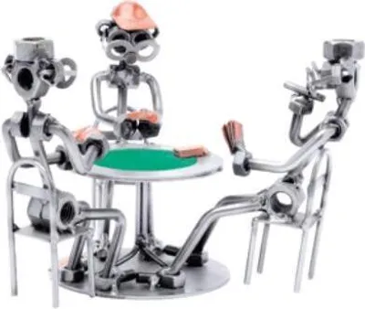Produktbild von Schraubenmännchen Figur Pokerrunde aus Metall handgefertigt
