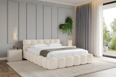 Produktbild von ALTDECOR Polsterbett mit Matratze H3/H4 und Bettkasten LEYA v1 - 160x200 Beige - Bett mit Lattenrost, Kopfteil, Boxbett, Doppelbett mit Stauraum