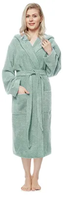 Productafbeelding van Arus badjas Pacific voor dames, knieleng, 100% katoen, kleur: licht mintgroen, maat: M