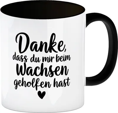 Produktbild von Dankeschön Kaffeebecher in schwarz mit Herz und Spruch