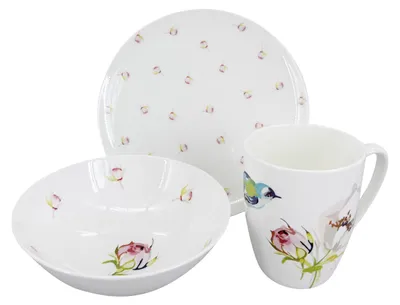 Zdjęcie produktu dla Porcelanowy zestaw śniadaniowy Luna Poetica (talerz, miska, kubek)