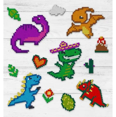 Image de Kit créatif Dinosaures - Créez des merveilles colorées avec des perles thermocollantes