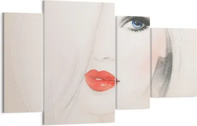 Produktbild von Bild auf Leinwand - Leinwandbild - Frau Gesicht Lippen - 120x70cm - Wand Bild - Wanddeko - Leinwanddruck - Bilder - Kunstdruck - Wanddekoration - Leinwand bilder - Wandkunst - DL120x70-3860