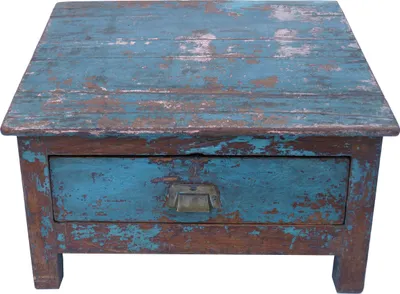 Produktbild von Boden Schreibpult, Truhe im Shabby Chic Look mit 1 Schublade - Modell 12, Blau, Holz, 37*52*41 cm, Schreibtische & Schreibpulte