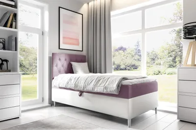 Produktbild von Boxspringbett Gästebett Kinderbett FINJA Nr.1 80x200cm Weiss-Rosa