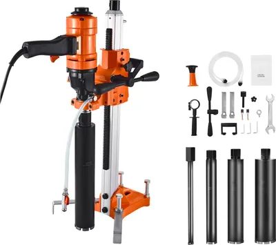 Immagine prodotto di Carotatrice diamantata SucceBuy con diametro massimo di foratura di 202 mm, dispositivo 2 in 1 con potenza di 1500 W, 4 punte e velocità regolabile (1000 / 2500 giri/min.) per calcestruzzo, mattoni e pietra