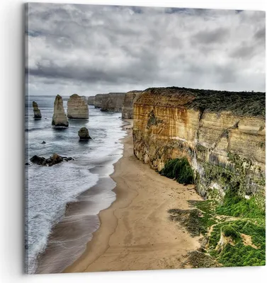Produktbild von Bild auf Leinwand - Leinwandbild - Strand Ozean Landschaft - 60x60cm - Wand Bild - Wanddeko - Leinwanddruck - Bilder - Kunstdruck - Wanddekoration - Leinwand bilder - Wandkunst - AC60x60-0141