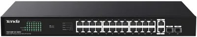 Obrázok produktu pre Tenda TEG1128P-24-250W PoE+ Gigabit switch 24x 1Gb/s PoE+ 802.3af/at + 2x SFP + 2x RJ45, 230W, Rack