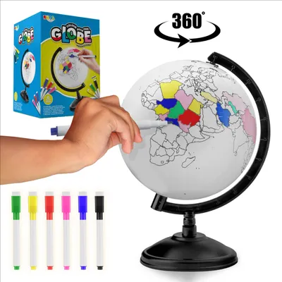 Produktbild von Joya Creative Globus zum Ausmalen – Pädagogischer Globus mit abwischbaren Markern für Kinder