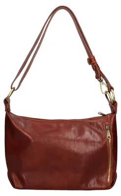 Image de Sac bandoulière en cuir véritable, avec fermeture éclair, fabriqué à la main en Italie