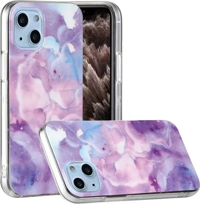 Produktbild von CLM-Tech Hülle kompatibel mit Apple iPhone 13 - TPU Silikon-Hülle Case Schutzhülle Handyhülle - Marmor sternenklarer Himmel lila bunt