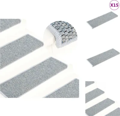 Image de vidaXL Tapis d'escalier autocollant aspect sisal 15 pcs. 65x21x4 cm bleu - Tapis d'escalier