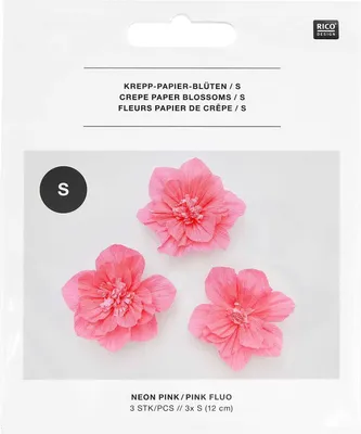 Produktbild von Krepppapier-Blüten, 3 Stück Pink
