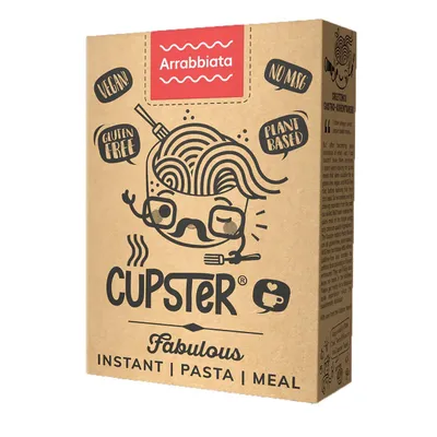 Produktbild von Cupster veganes Instant Nudelgericht mit glutenfreien Nudeln und mild-scharfer Tomatensoße 97g / vegan / glutenfrei