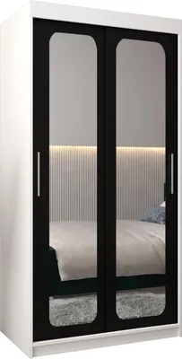 Produktbild von MEBLE KRYSPOL Promo 3100 Schlafzimmerschrank zwei Schiebetüren - Mattweiß + Mattschwarz