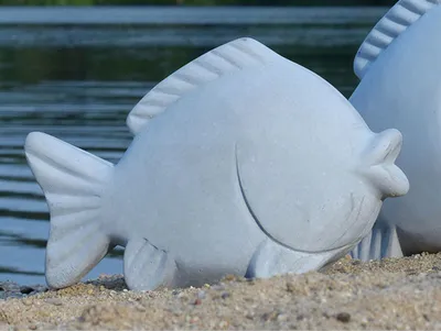 Produktbild von Fischfigur Beton 22x14cm maritime Deko stehende Dekofigur Fisch