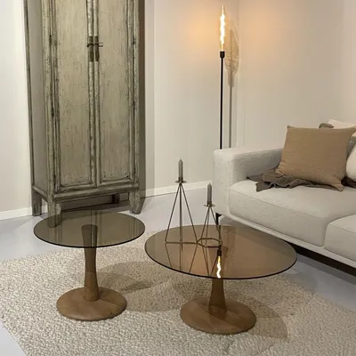 Productafbeelding van Livingfurn Bijzettafel Brix Faye Glas Almond 60cm