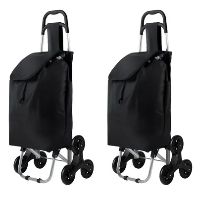 Produktbild von 2er Set Einkaufstrolley Treppensteiger Klappbarer Einkaufswagen Schwarz Shopping Trolley Einkaufstasche Einkaufsroller