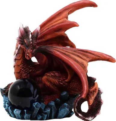 Immagine prodotto di Drago rosso con sfera - Fantasy, statuetta, talismano