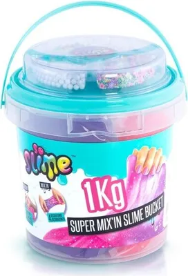 A bucket of slime making kit.