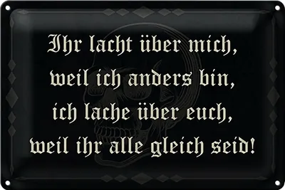 Produktbild von Blechschild Spruch 30x20cm ihr lacht weil ich anders bin