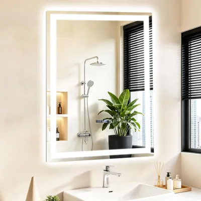 Immagine prodotto di Specchio ZMH con illuminazione Specchio LED 60x80 cm Specchio da parete  IP44 Funzione antiappannamento Specchio luminoso Dimmerabile 3000K-6500K
