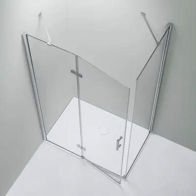 Produktbild von Duschkabine Eckdusche 8 mm Nano Echtglas DX403 - Breite wählbar, Montage:Tür nach links öffnend, Breite Türelement:90 cm, Breite Glas feststehend:100cm