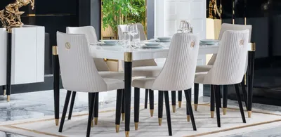 Immagine prodotto di Set da pranzo tavolo in legno 7 pezzi set completo tavolo da pranzo 6x sedie set sala da pranzo